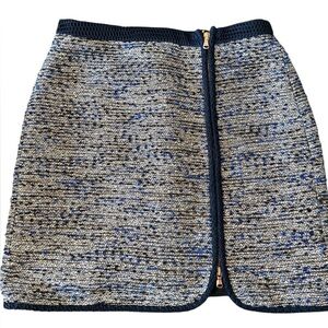 J. Crew Women’s Front Zip Metallic Tweed Zip Skirt Like New- Size 10